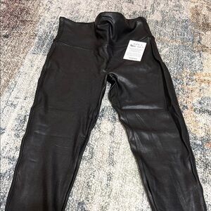 Spanx petite Black Faux Leather Leggings